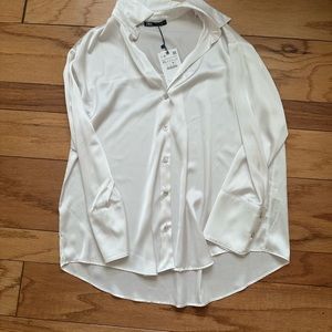 Zara White silk button up